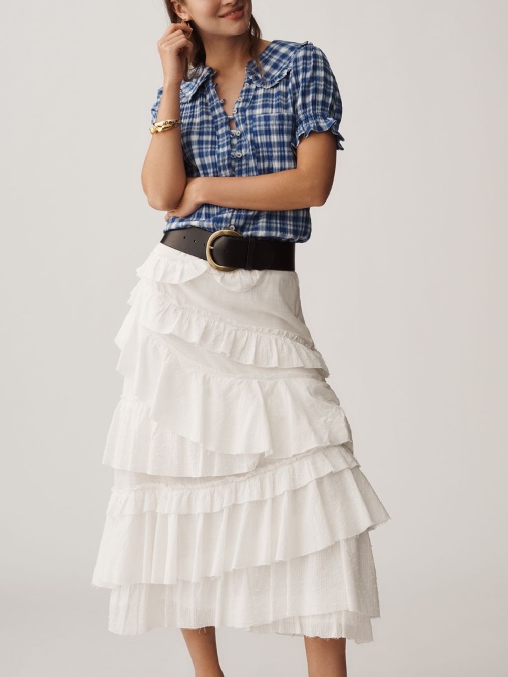 NWT Anthro Keira Blue Plaid Blouse - XS - Picture 3 of 3